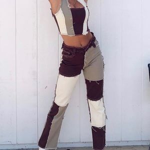 JADED LONDON DENIM PATCHWORK JEAN AND TOP SET